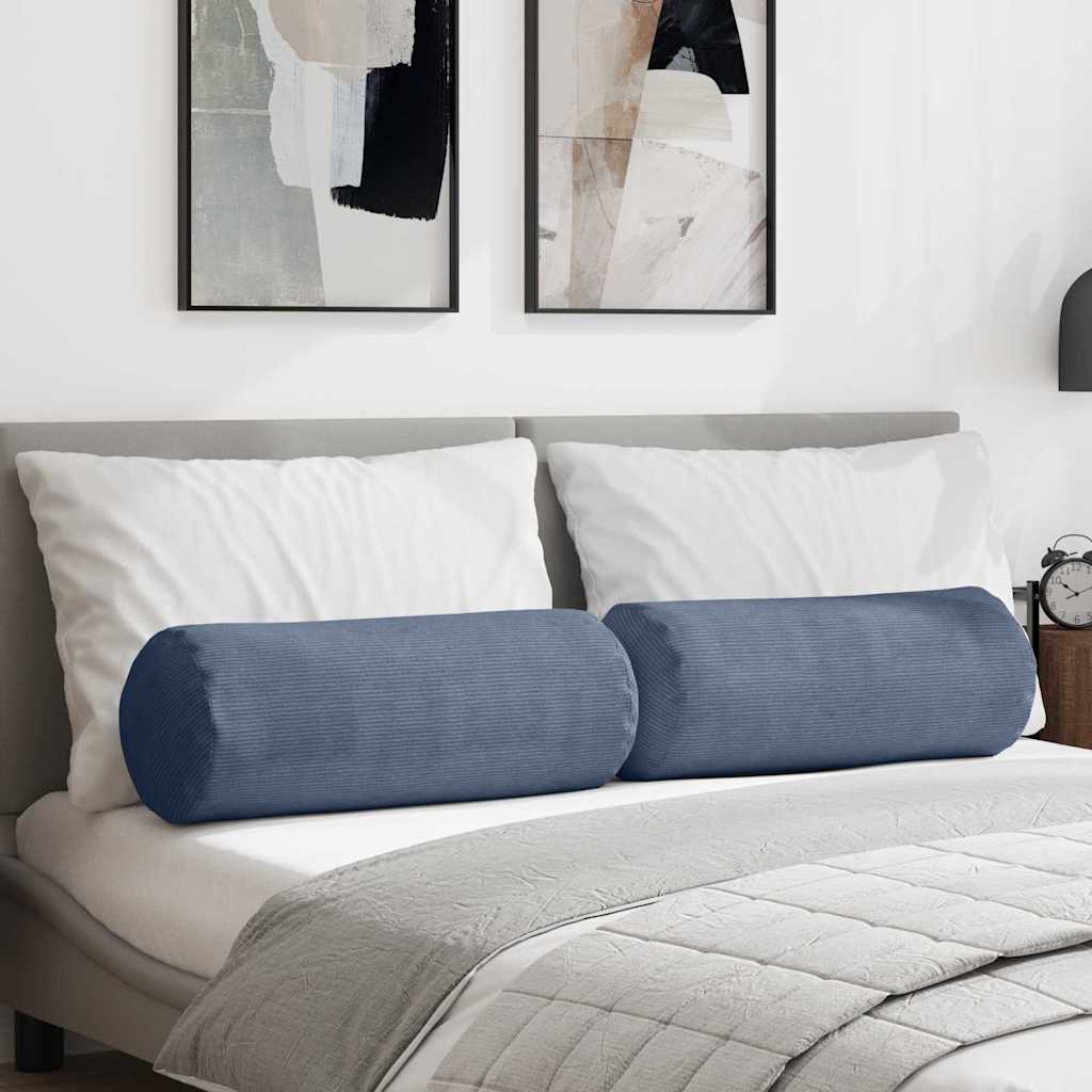 Bolsterpuder 2 pcs Blå Ø 25 x 70 cm Velourstof