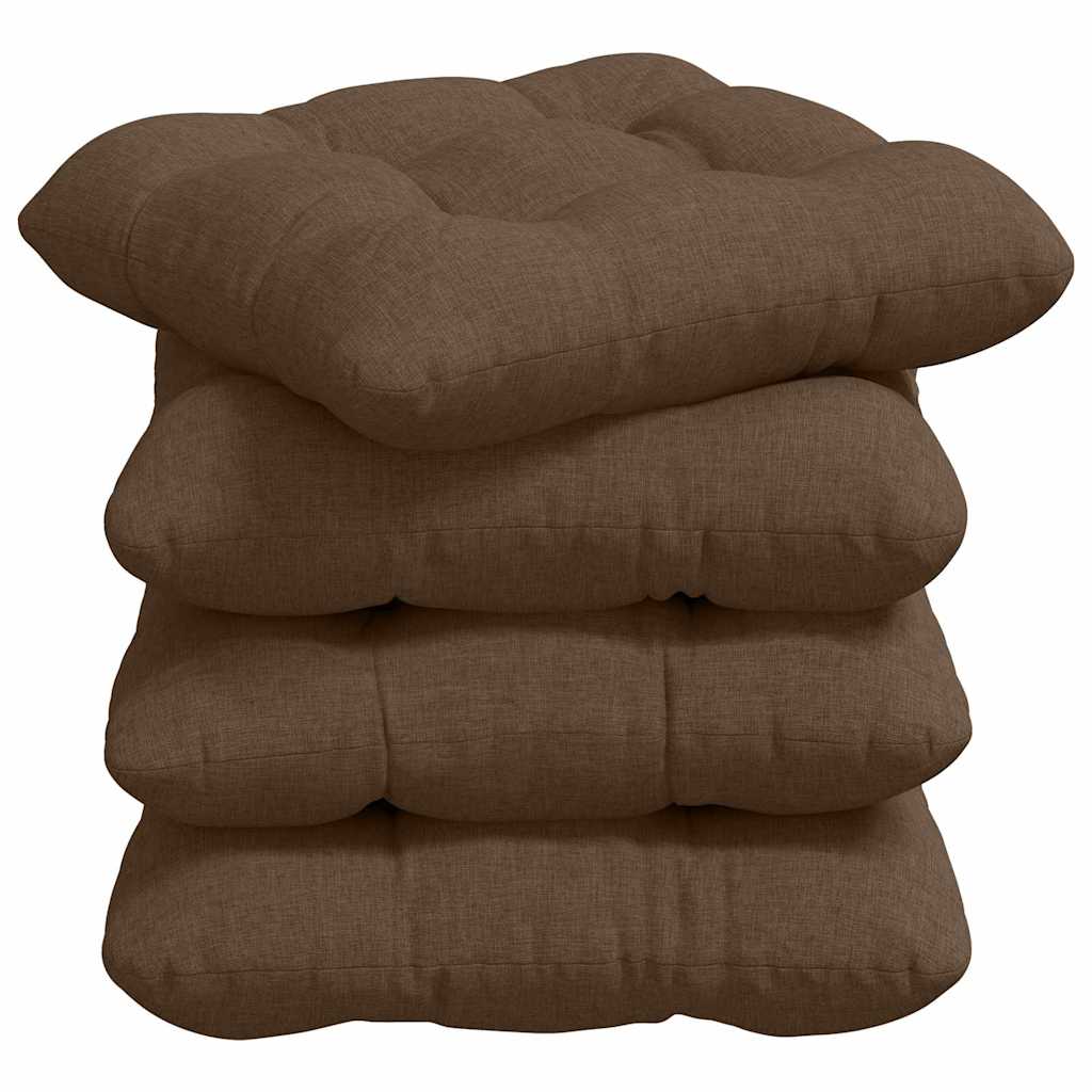 Sædepuder 4 pcs Brun 40 x 40 x 12 cm Stof