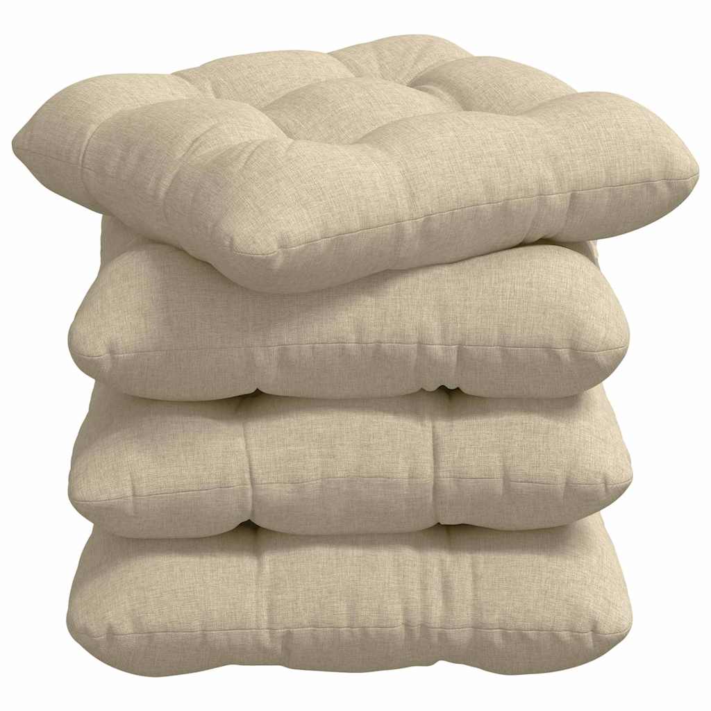 Sædepuder 4 pcs Creme 40 x 40 x 12 cm Stof