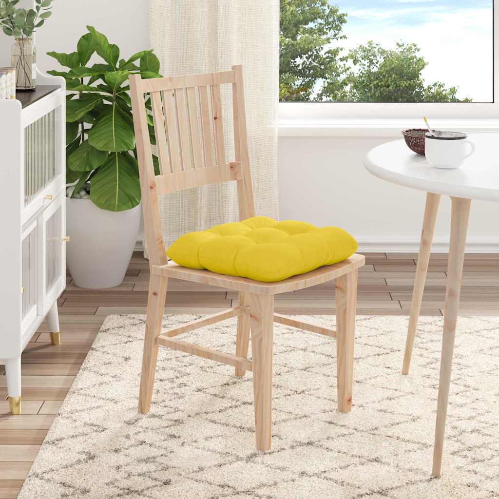 Sædepuder 4 pcs Lys Gul 40 x 40 x 12 cm Stof