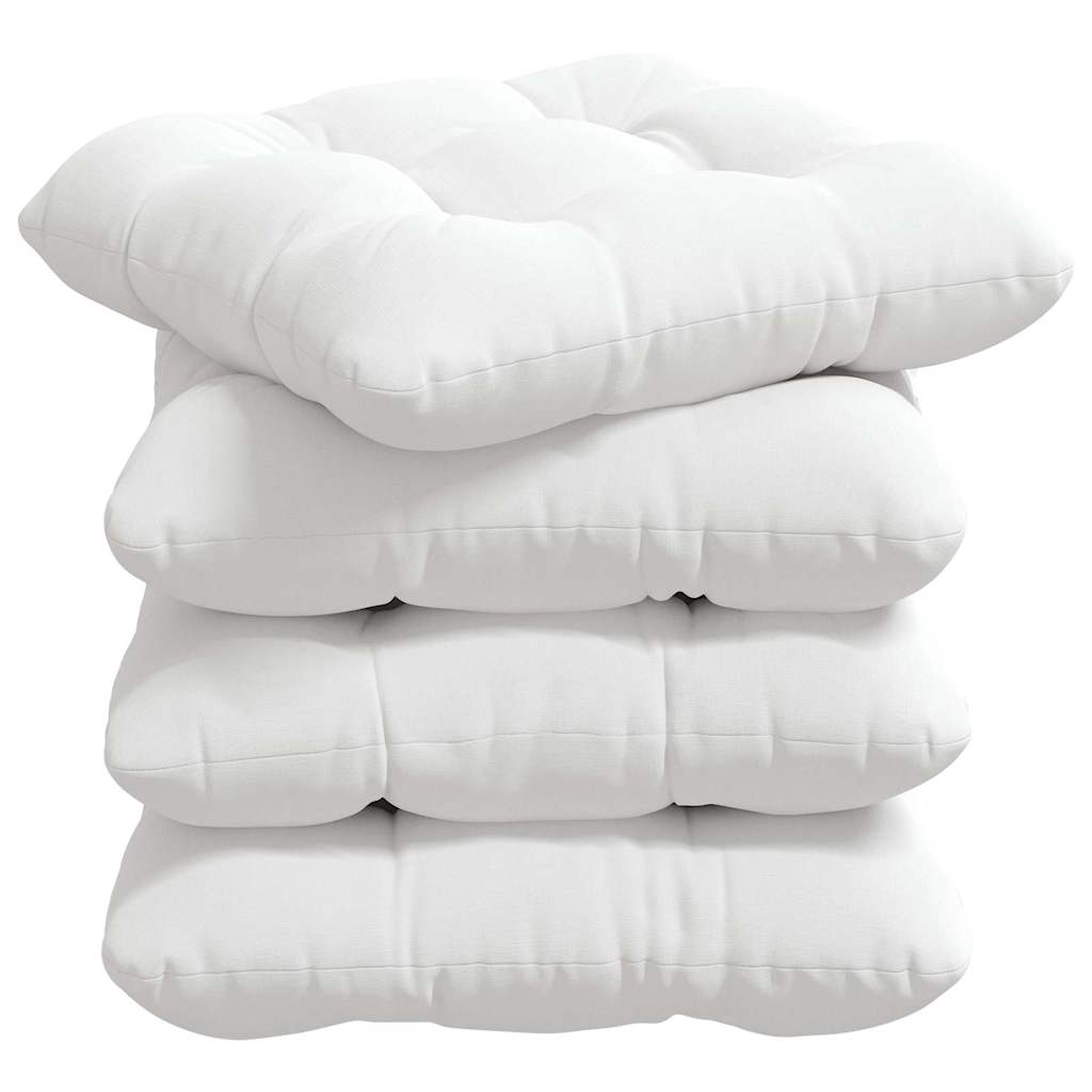 Sædepuder 4 pcs Hvid 40 x 40 x 12 cm Stof