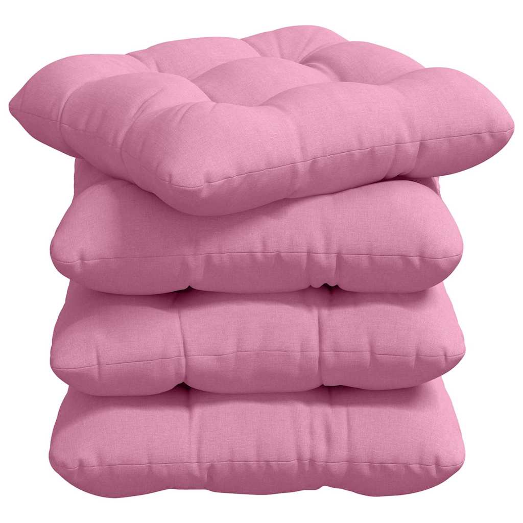 Sædepuder 4 pcs Lyserød 40 x 40 x 12 cm Stof