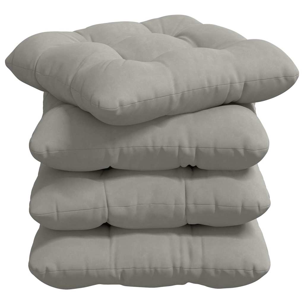 Sædepuder 4 pcs Lysegrå 40 x 40 cm Mikrofiberstof