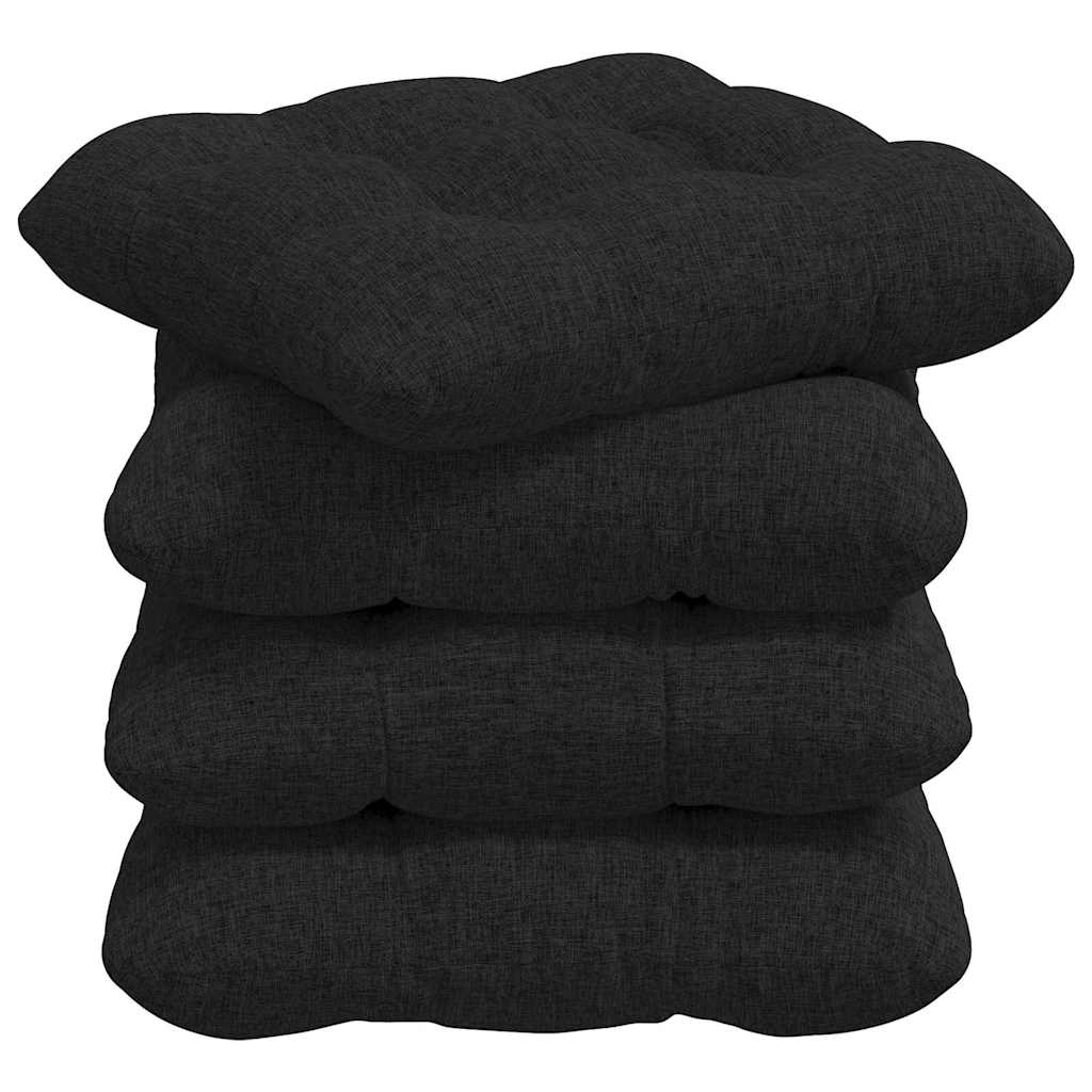 Sædepuder 4 pcs Sort 45 x 45 x 12 cm Stof