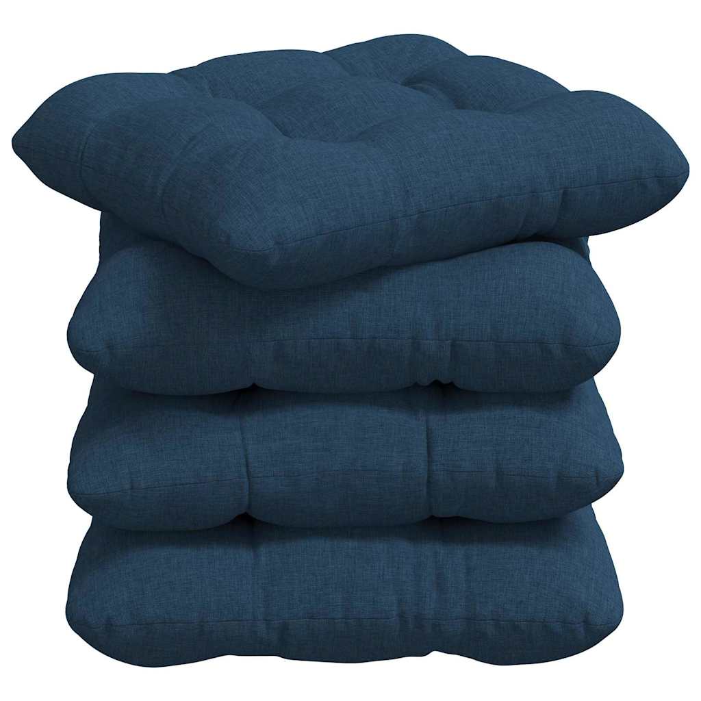 Sædepuder 4 pcs Blå 45 x 45 x 12 cm Stof