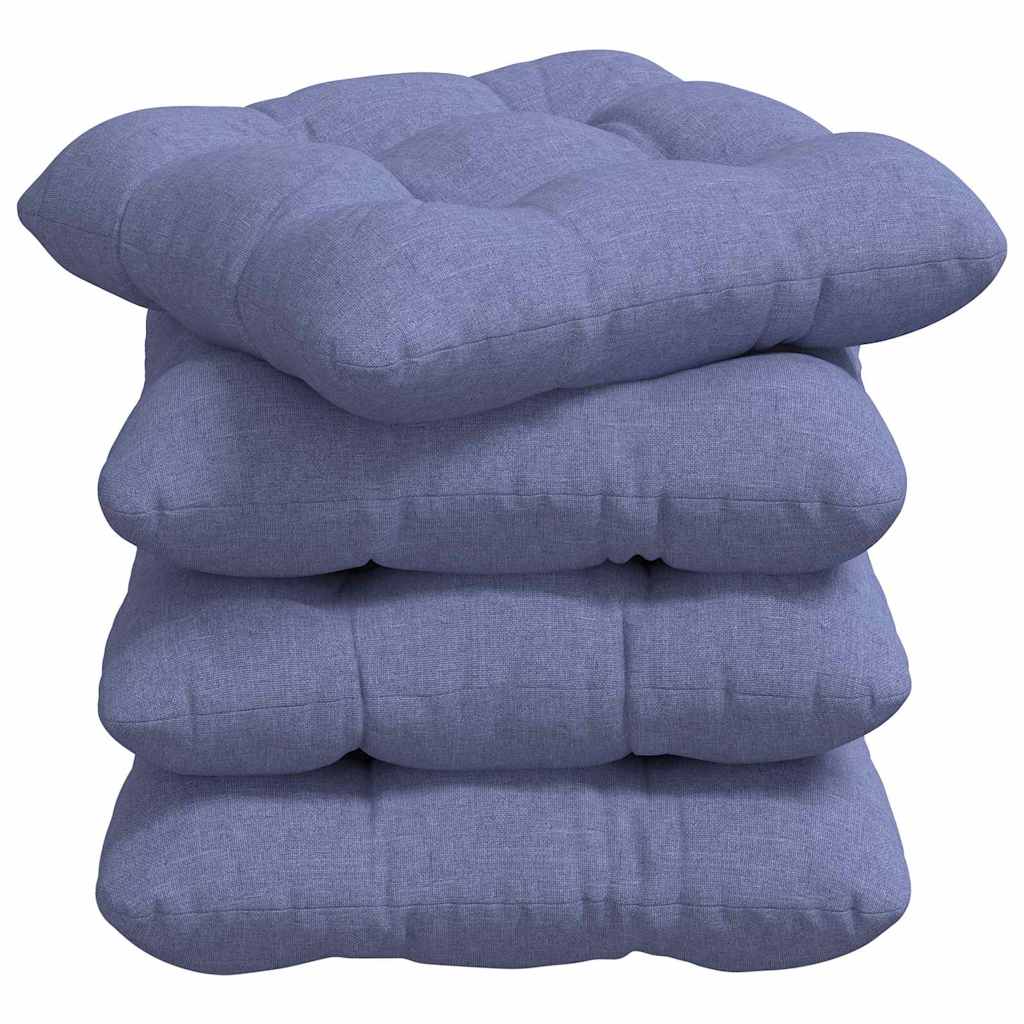 Sædepuder 4 pcs Jeans blå 45 x 45 x 12 cm Stof