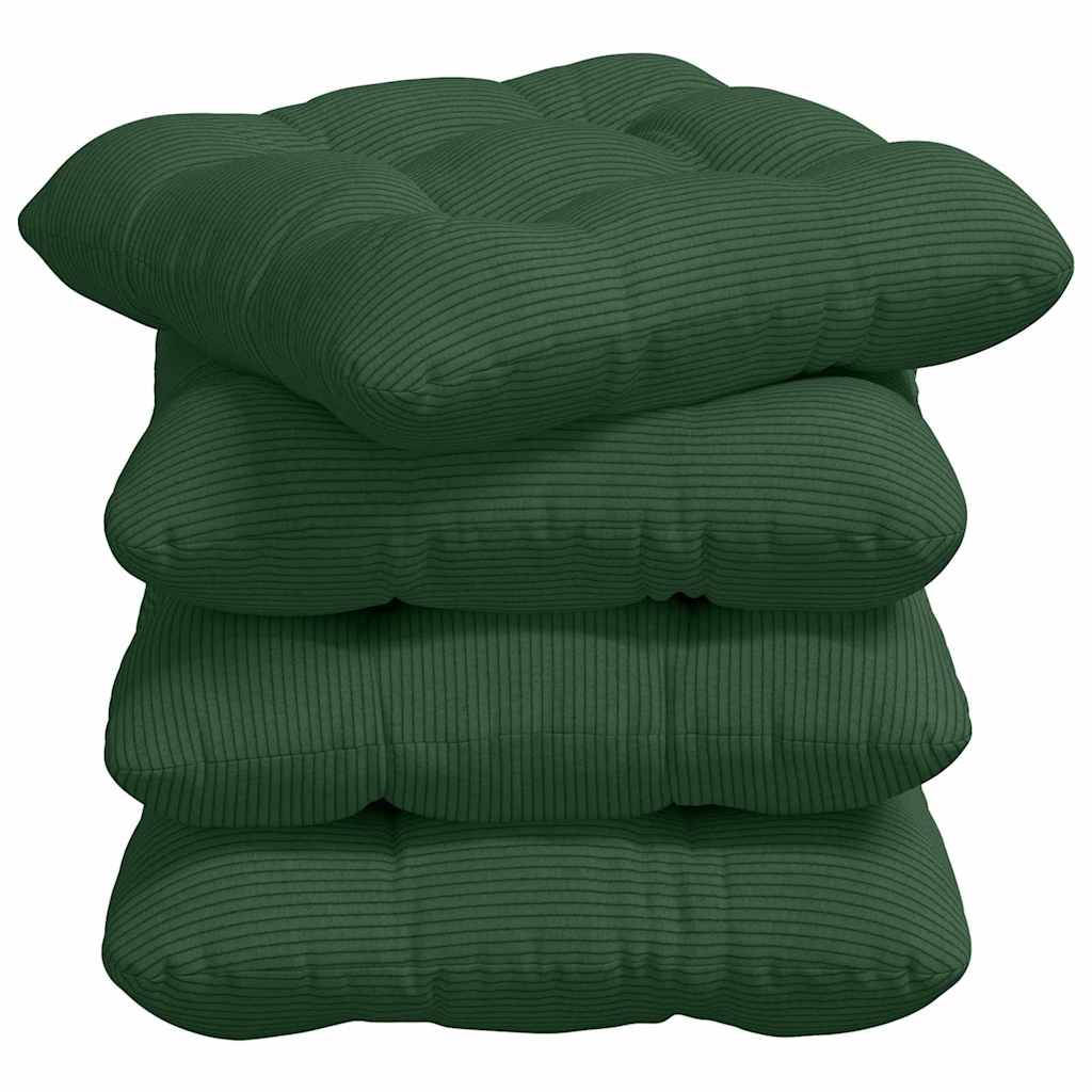 Sædepuder 4 pcs Mørkegrøn 45 x 45 cm Velourstof