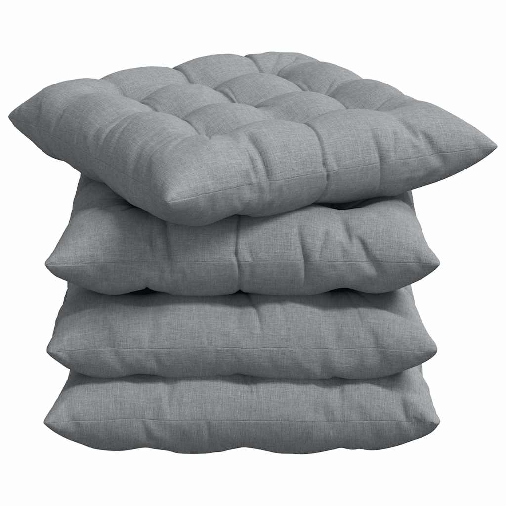 Sædepuder 4 pcs Lysegrå 40 x 40 x 6 cm Stof