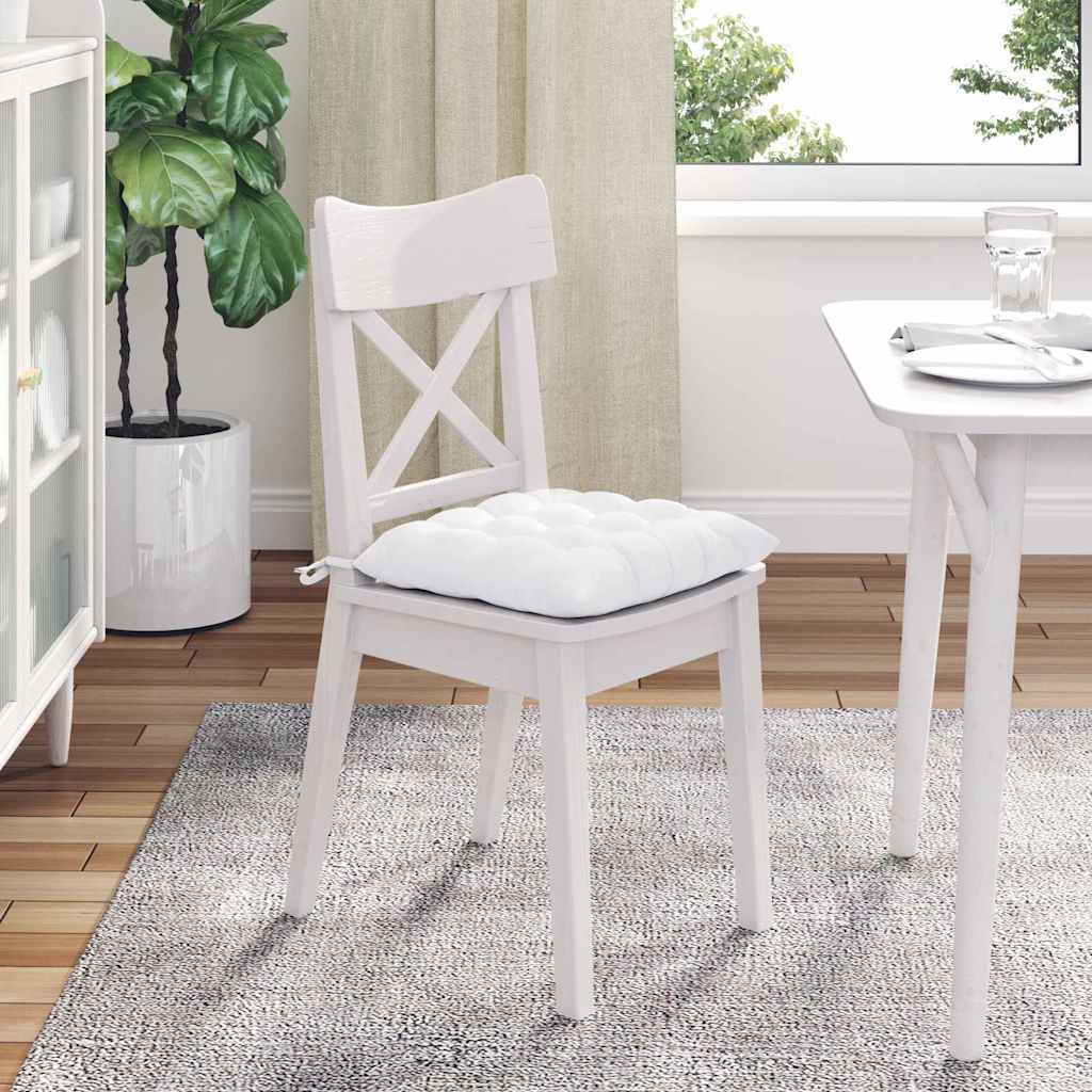 Sædepuder 4 pcs Hvid 40 x 40 x 6 cm Stof