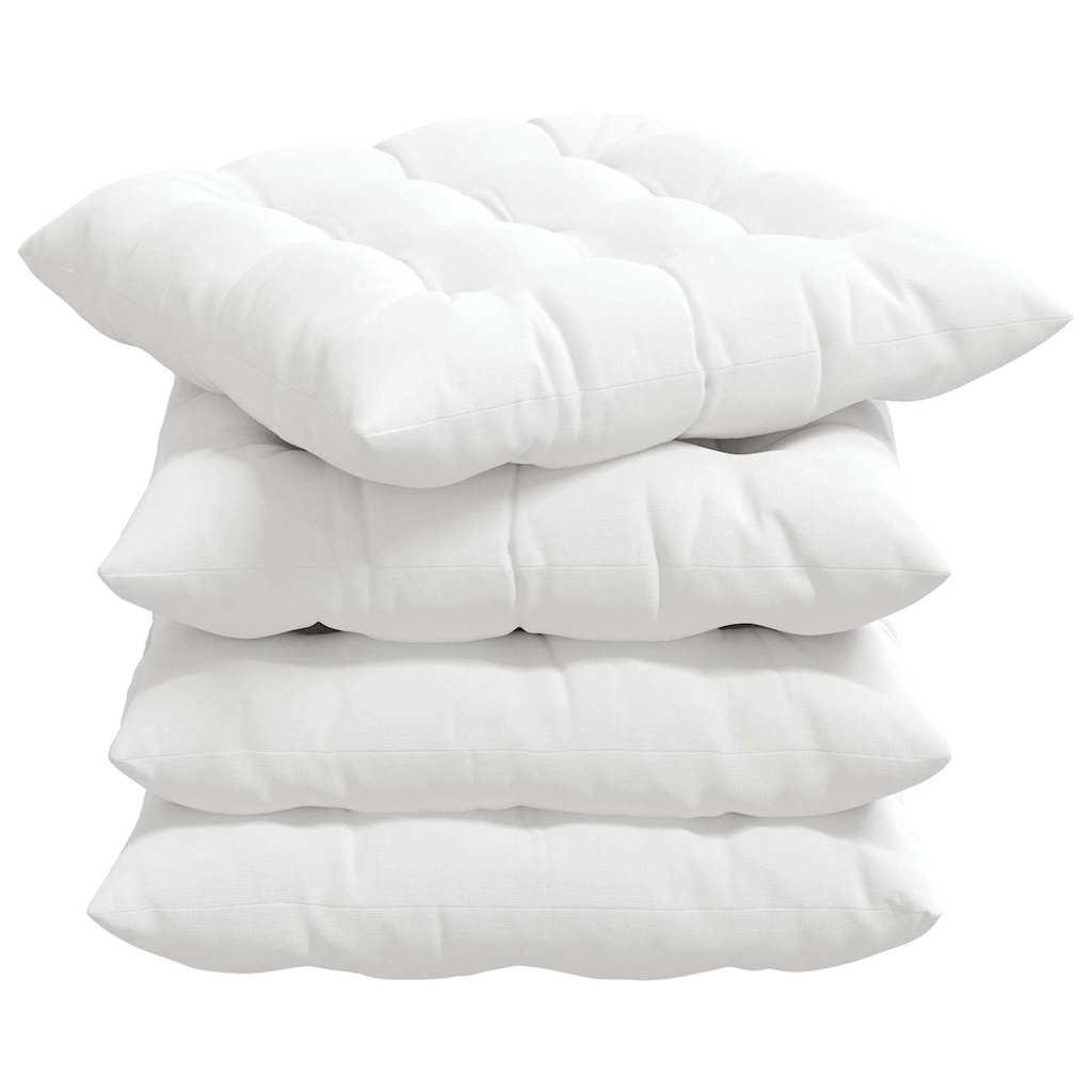 Sædepuder 4 pcs Hvid 40 x 40 x 6 cm Stof