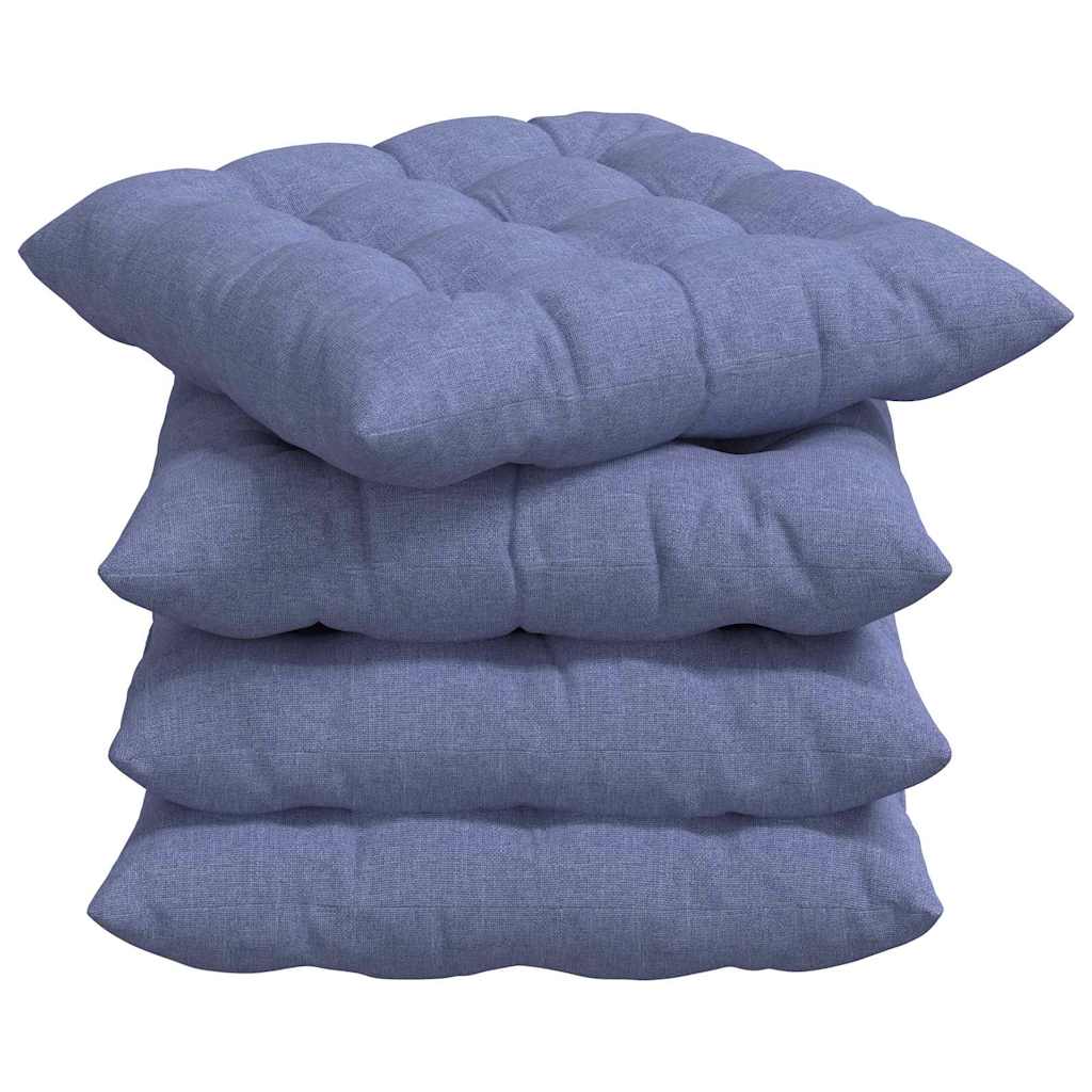 Sædepuder 4 pcs Jeans blå 40 x 40 x 6 cm Stof