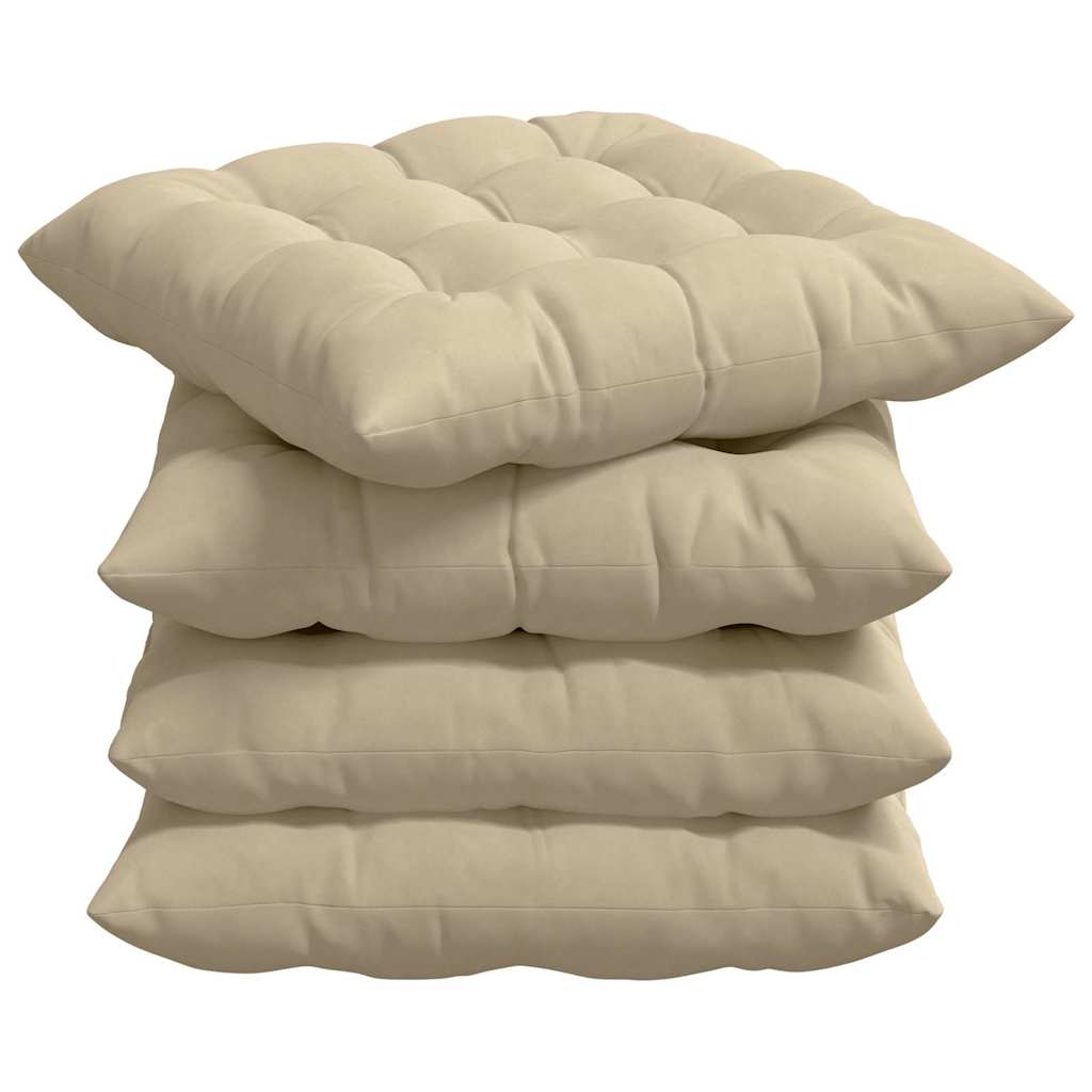 Sædepuder 4 pcs Creme 40 x 40 x 6 cm Mikrofiber
