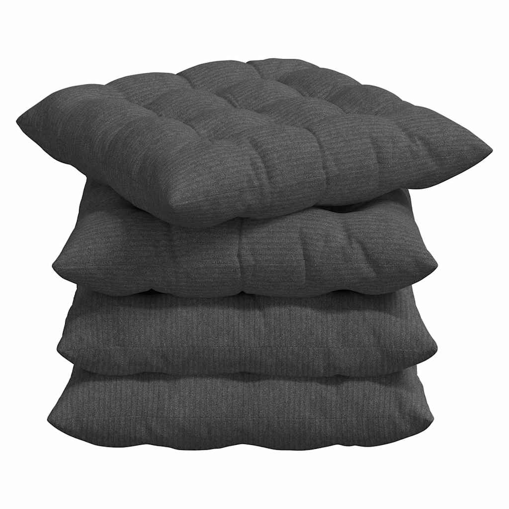 Sædepuder 4 pcs Mørkegrå 40 x 40 x 6 cm Velourstof