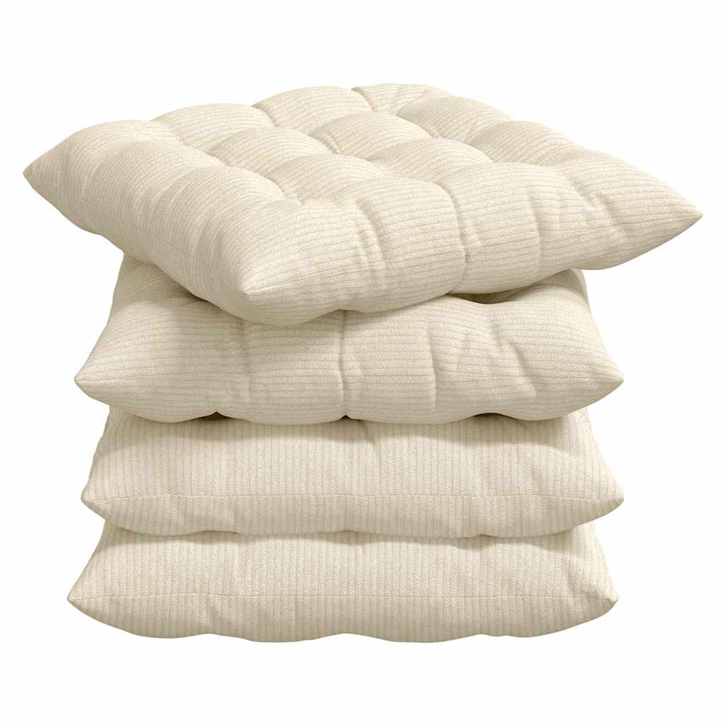 Sædepuder 4 pcs Creme 40 x 40 x 6 cm Velourstof