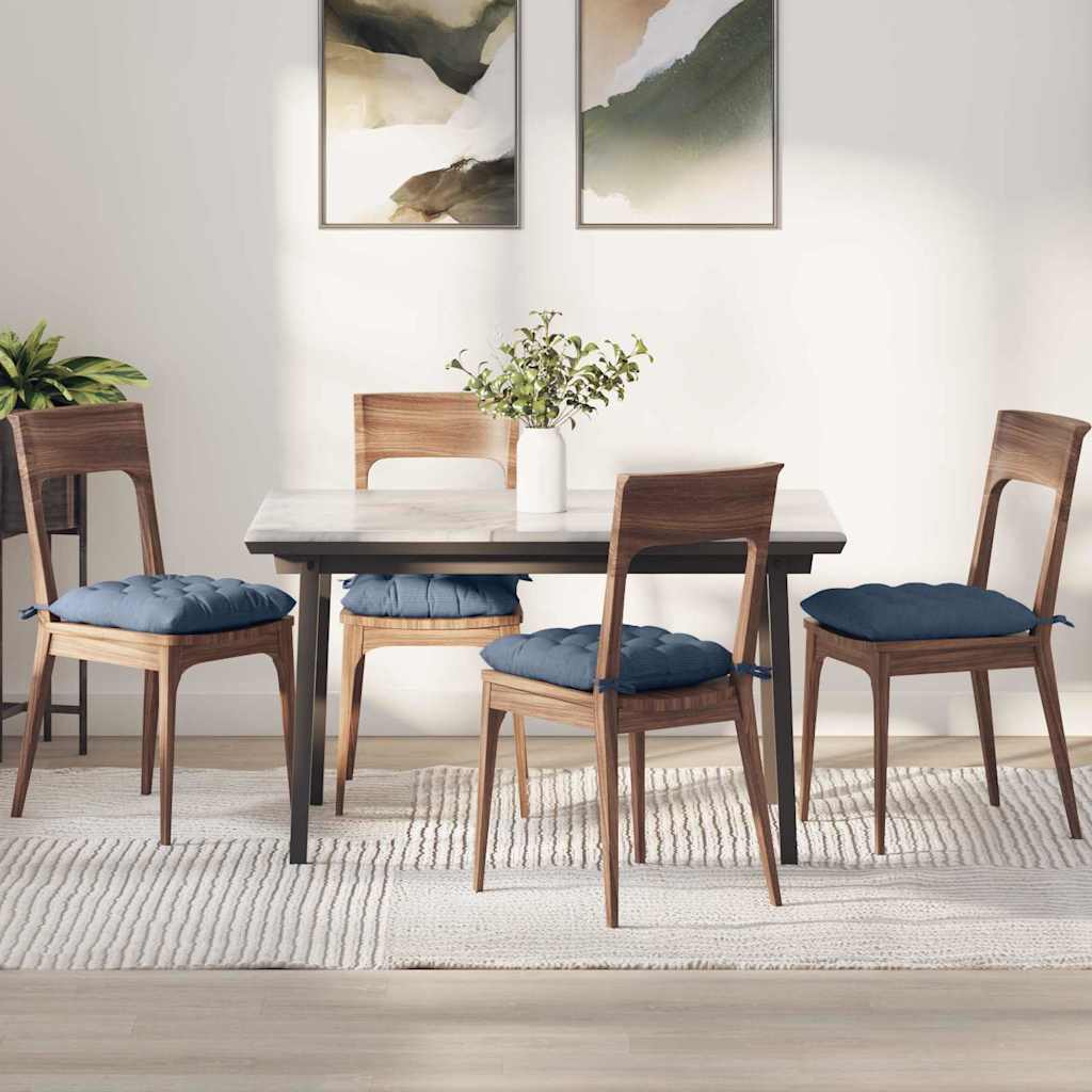 Sædepuder 4 pcs Blå 40 x 40 x 6 cm Velourstof