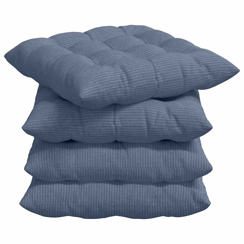 Sædepuder 4 pcs Blå 40 x 40 x 6 cm Velourstof