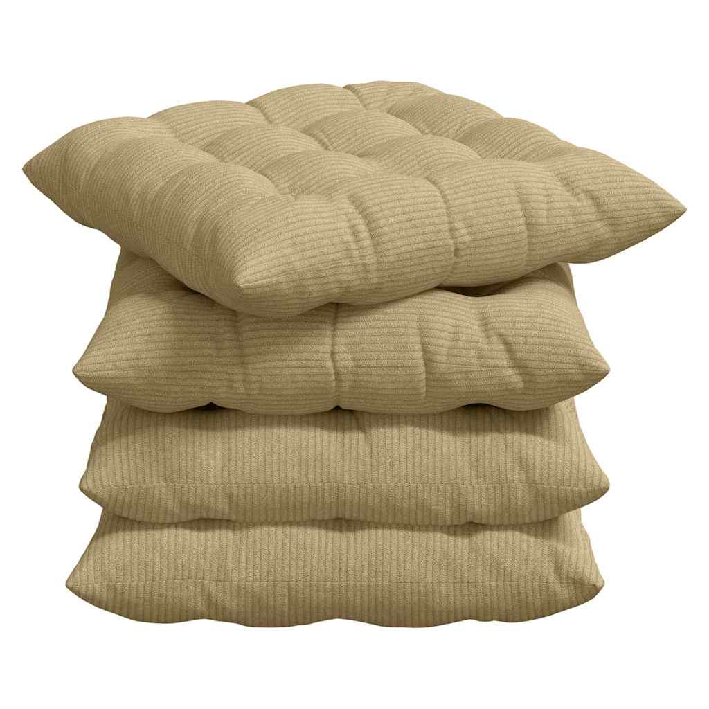 Sædepuder 4 pcs Grågrøn 40 x 40 x 6 cm Velourstof