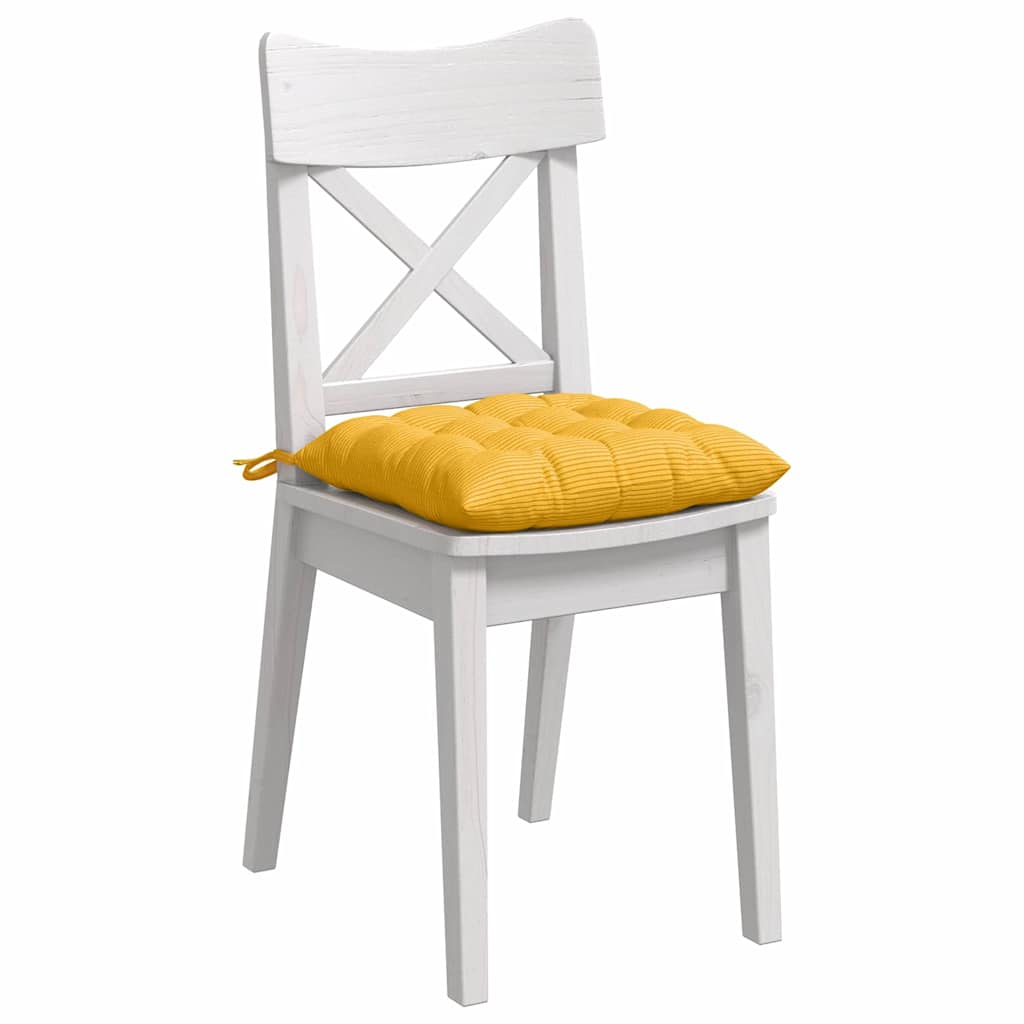 Sædepuder 4 pcs Lys Gul 40 x 40 x 6 cm Velourstof