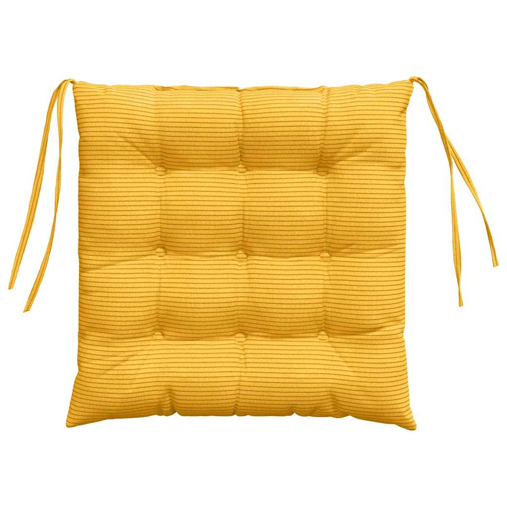 Sædepuder 4 pcs Lys Gul 40 x 40 x 6 cm Velourstof