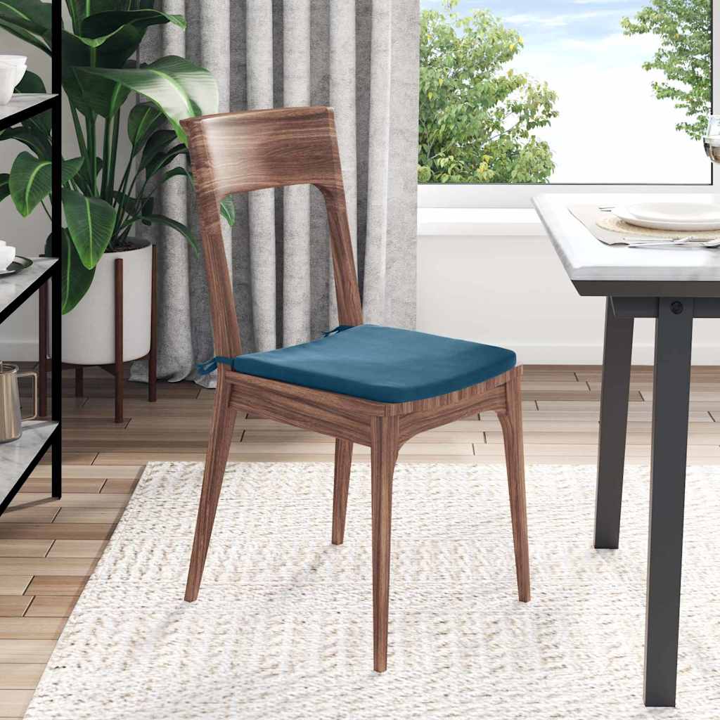 Sædepuder 4 pcs Blå 40 x 40 x 3 cm Fløjl