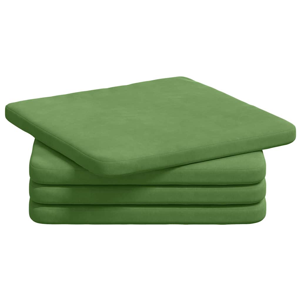 Sædepuder 4 pcs Lys grøn 40 x 40 x 3 cm Fløjl