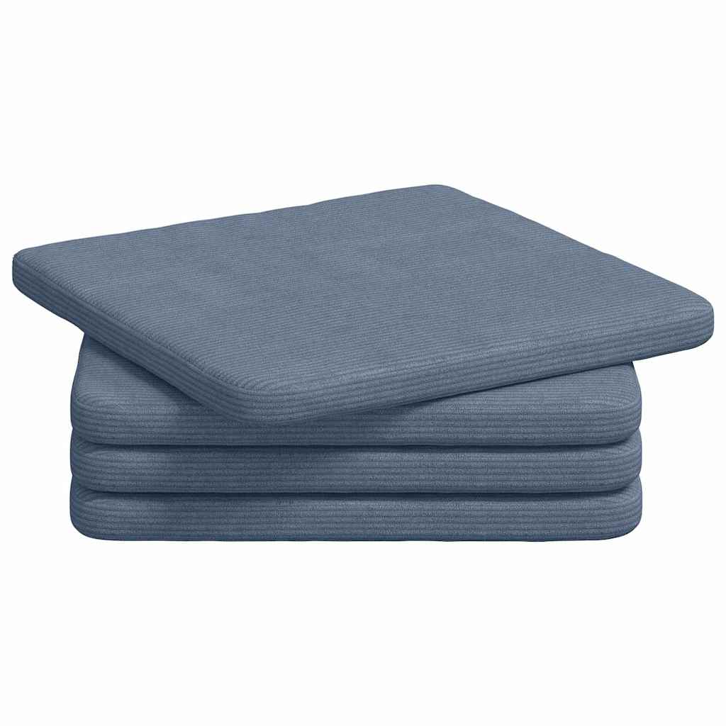 Sædepuder 4 pcs Blå 40 x 40 x 3 cm Velourstof