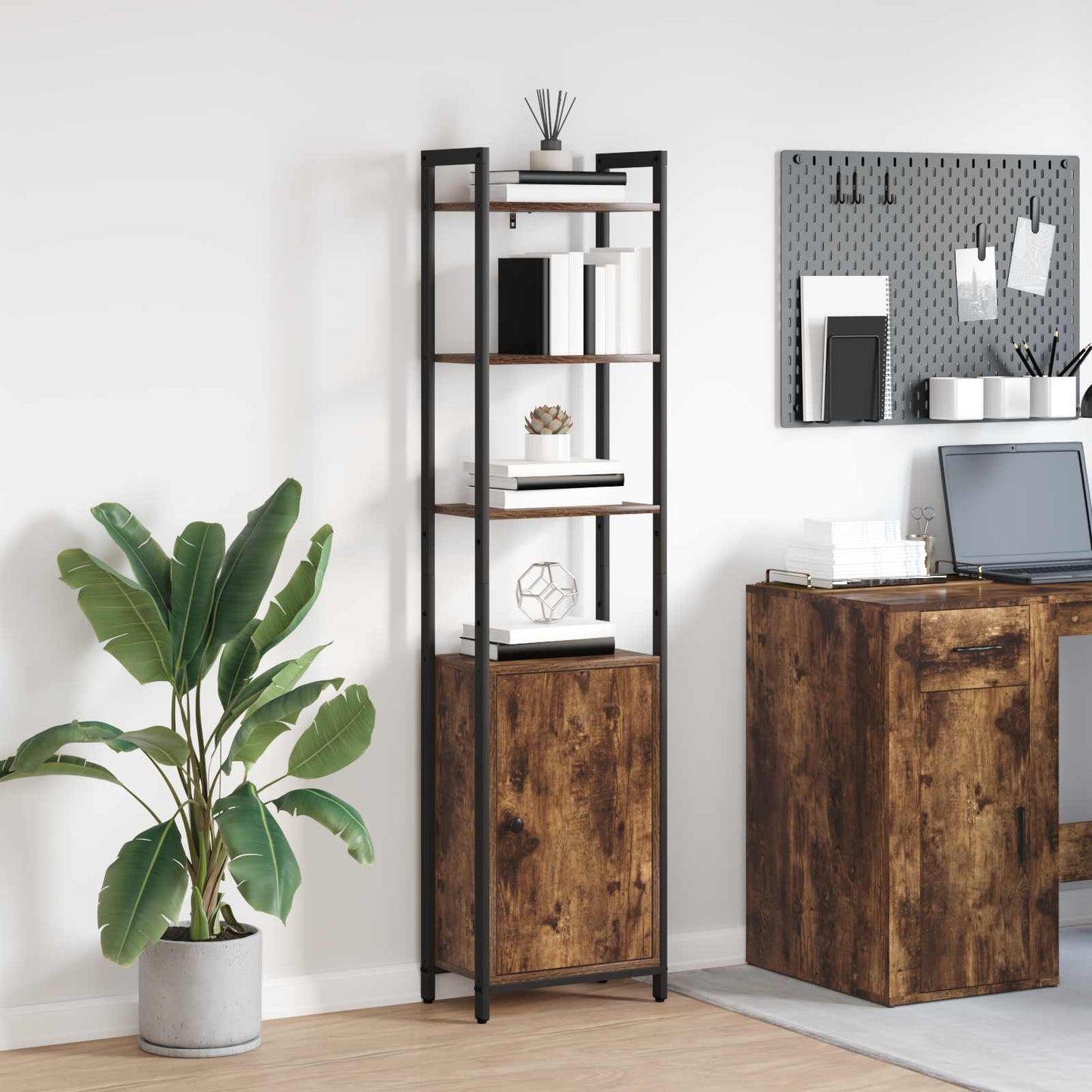 Bogskab Røget eg 40 x 24 x 161 cm Konstrueret træ