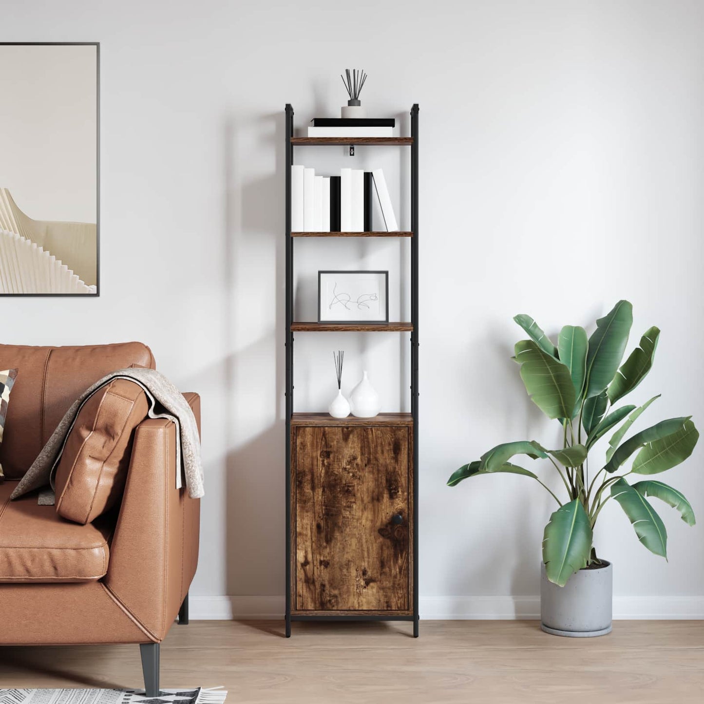 Bogskab Røget eg 40 x 24 x 161 cm Konstrueret træ