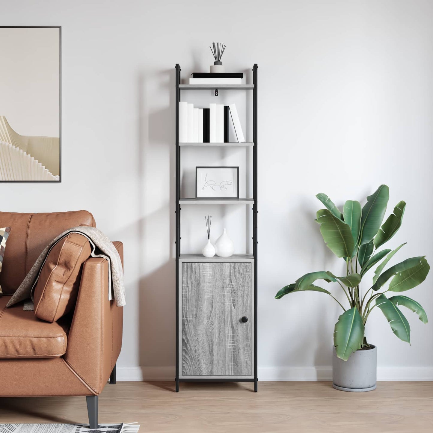 Bogskab Grå Sonoma 40 x 24 x 161 cm Konstrueret træ
