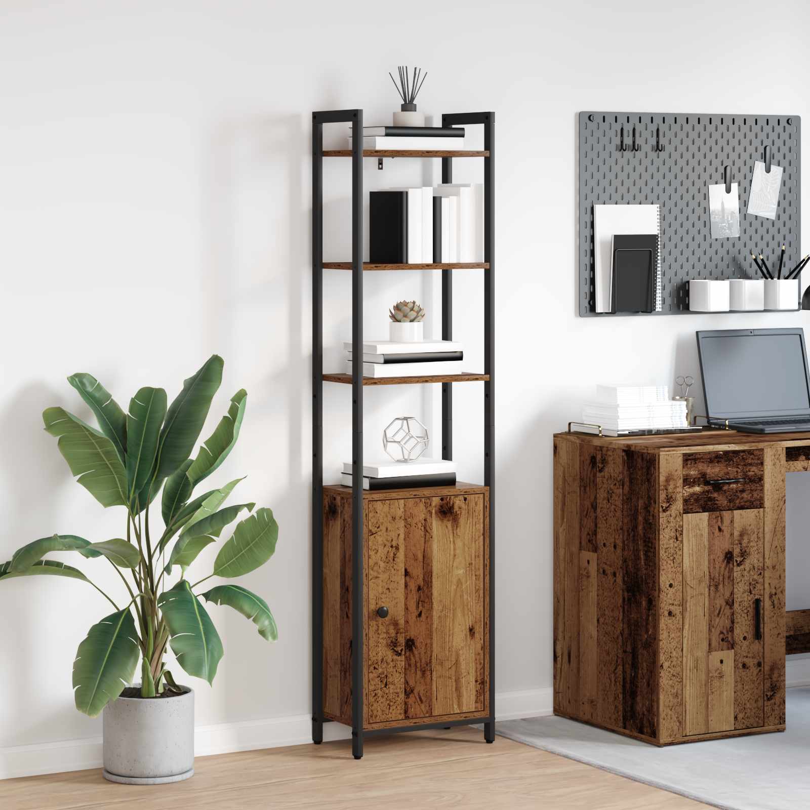 Bogskab Gammelt træ 40 x 24 x 161 cm Konstrueret træ billede