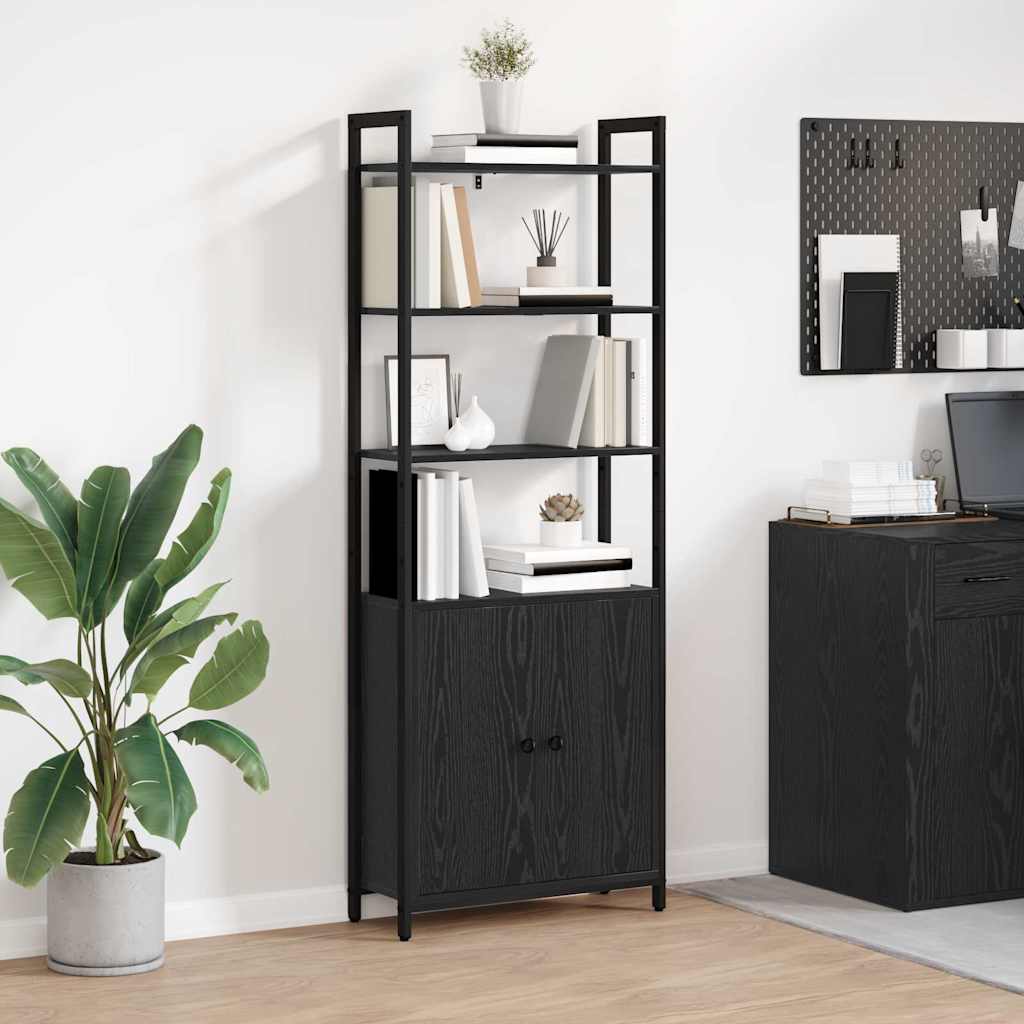Bogskab Sort eg 60 x 24 x 161 cm Konstrueret træ