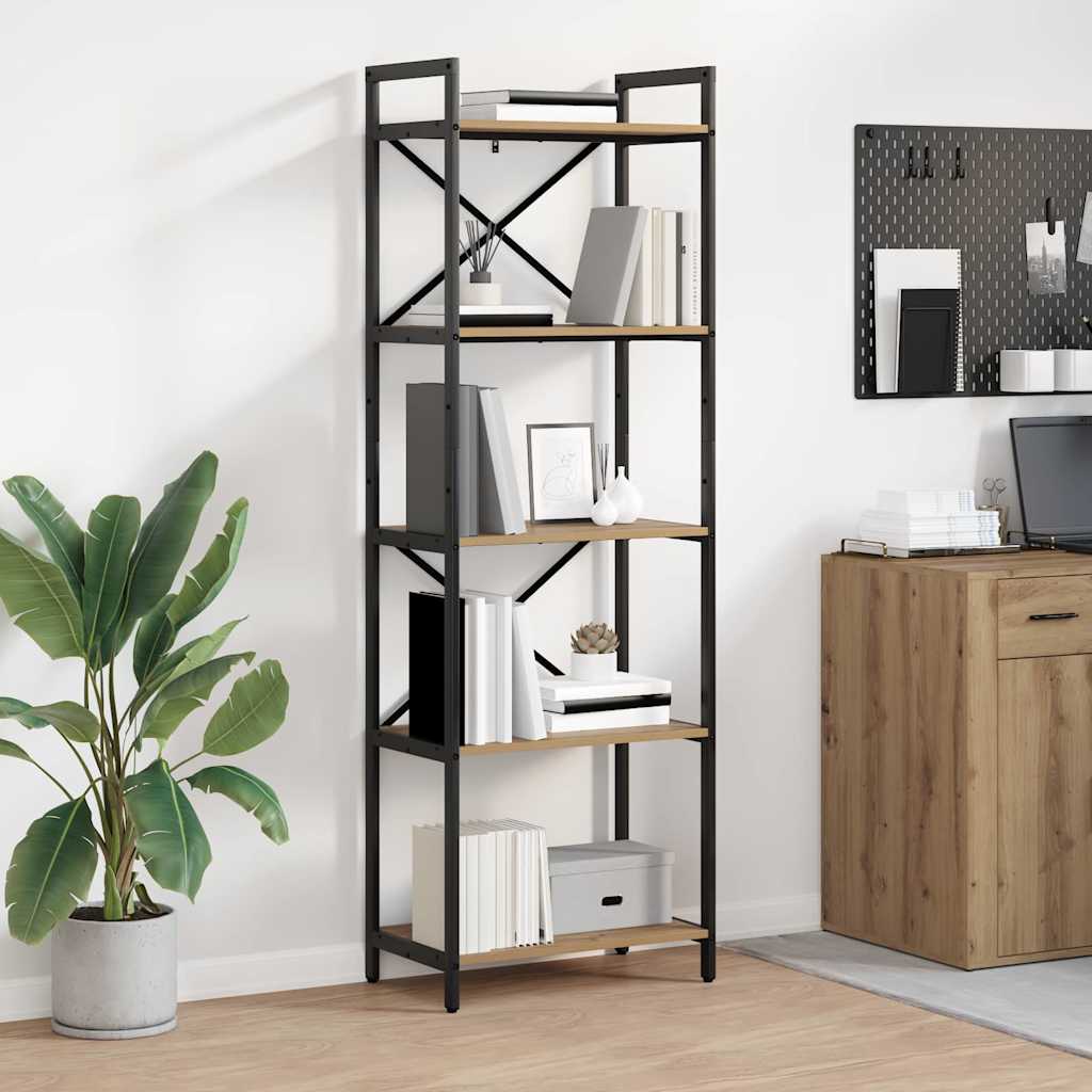 Bogreol 5 niveauer 56 x 34 x 171 cm Konstrueret træ