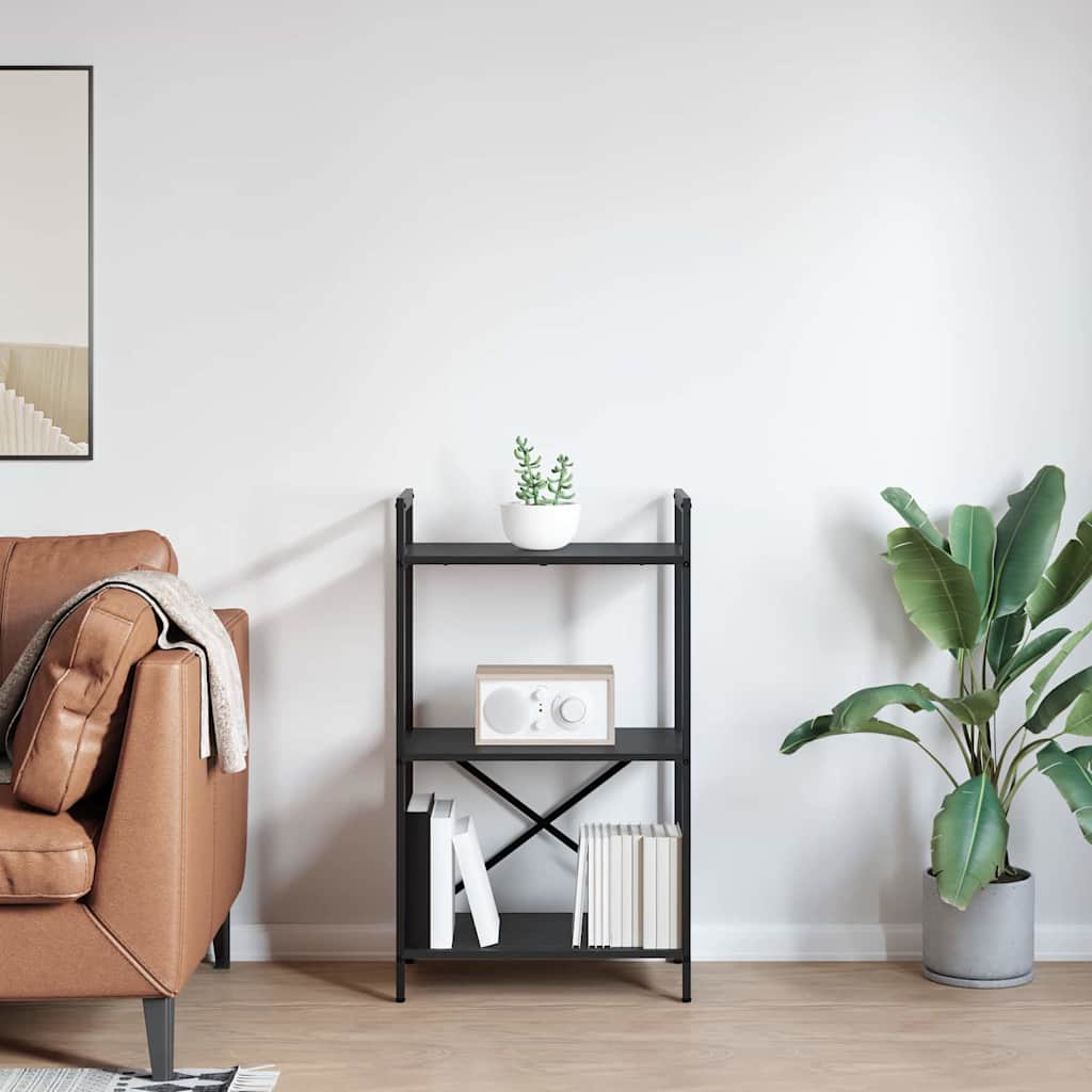 Bogreol Sort eg 56 x 34 x 96 cm Konstrueret træ