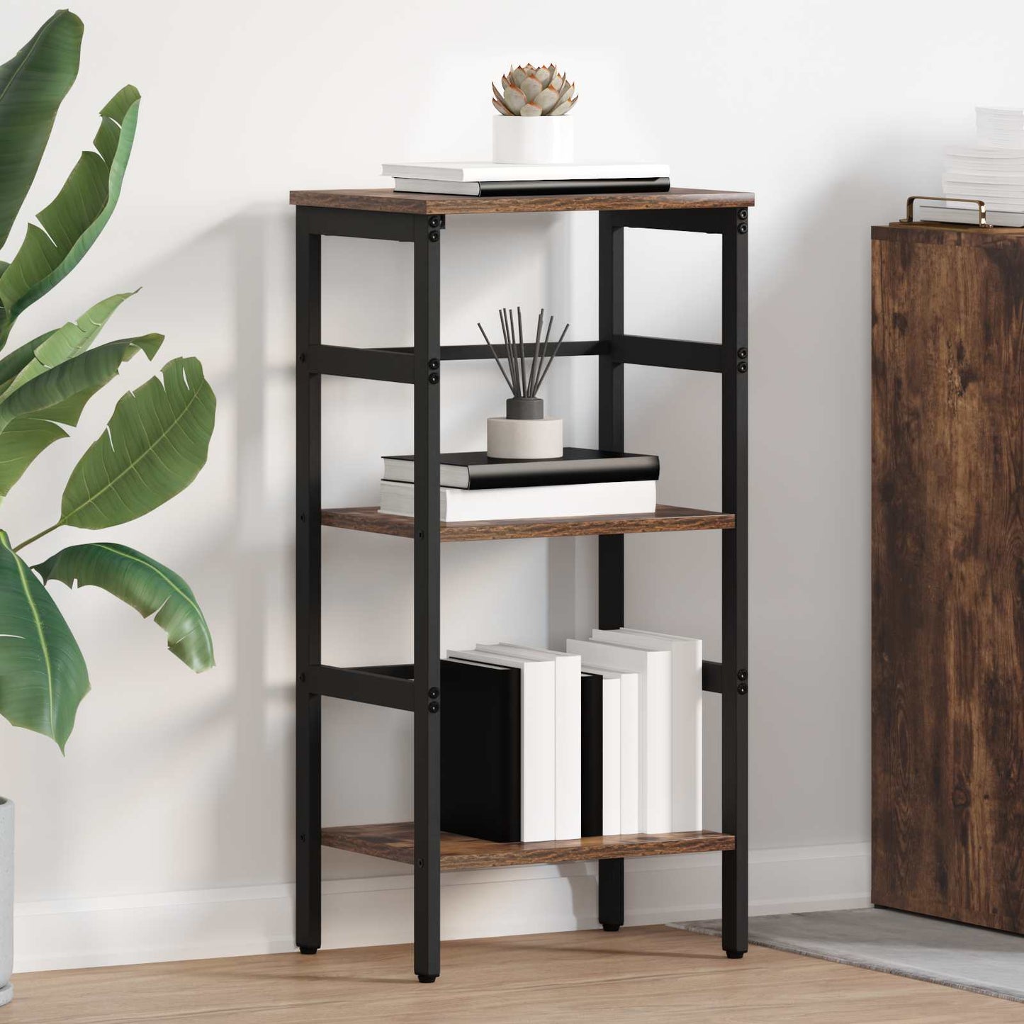 Bogreol Røget eg 40 x 29,5 x 81 cm Konstrueret træ
