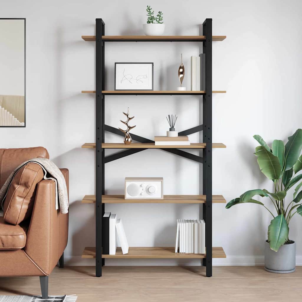 Bogreol 5 niveauer 100 x 33,5 x 178 cm Konstrueret træ