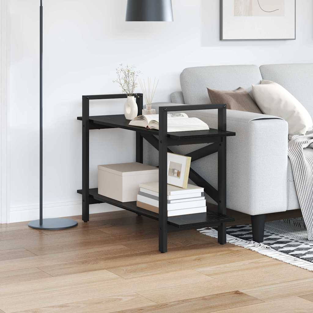 Bogreol 2 niveauer 100 x 33,5 x 64 cm Konstrueret træ Sort eg billede