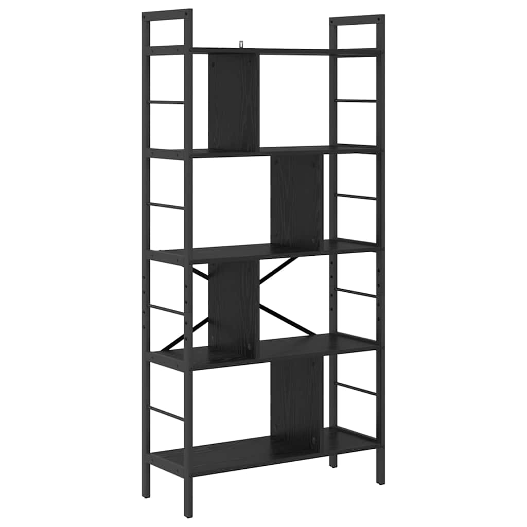 Bogreol 9 niveauer 75 x 30 x 156 cm Konstrueret træ Sort eg