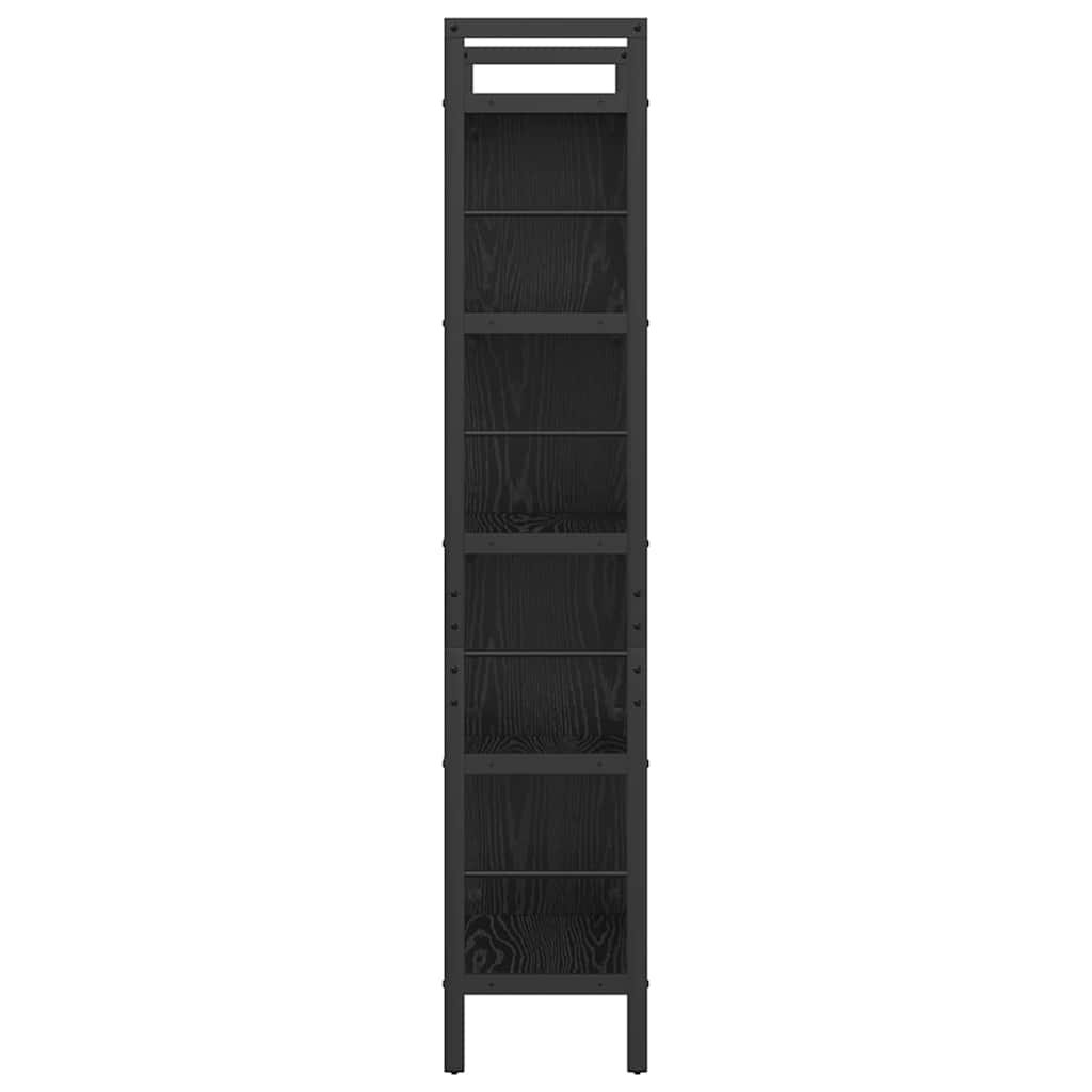 Bogreol 9 niveauer 75 x 30 x 156 cm Konstrueret træ Sort eg