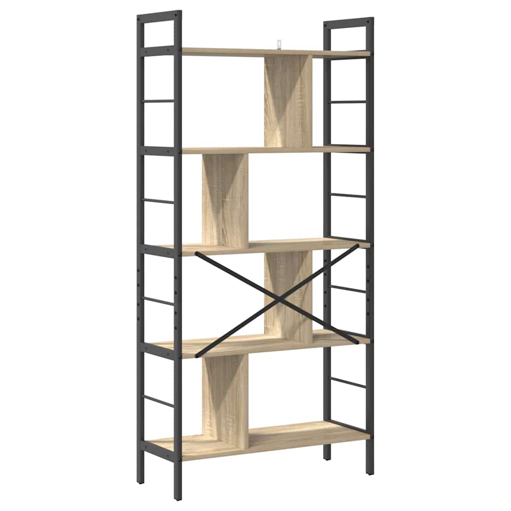 Bogreol 9 niveauer 75 x 30 x 156 cm Konstrueret træ Sonoma eg