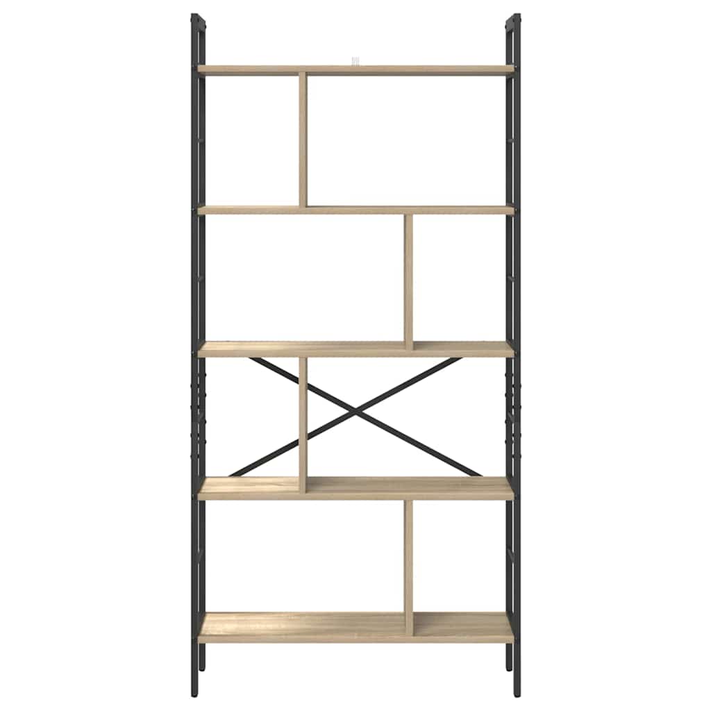 Bogreol 9 niveauer 75 x 30 x 156 cm Konstrueret træ Sonoma eg