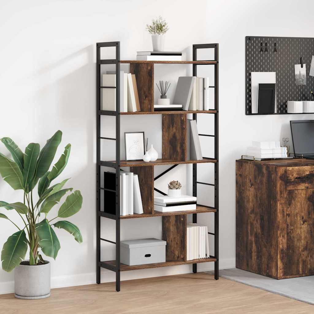 Bogreol 9 niveauer 75 x 30 x 156 cm Konstrueret træ Røget eg