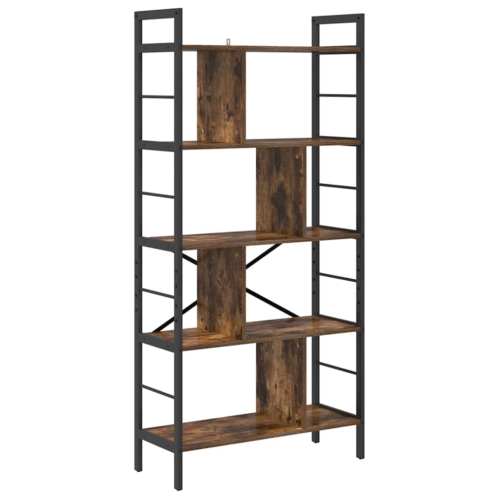 Bogreol 9 niveauer 75 x 30 x 156 cm Konstrueret træ Røget eg