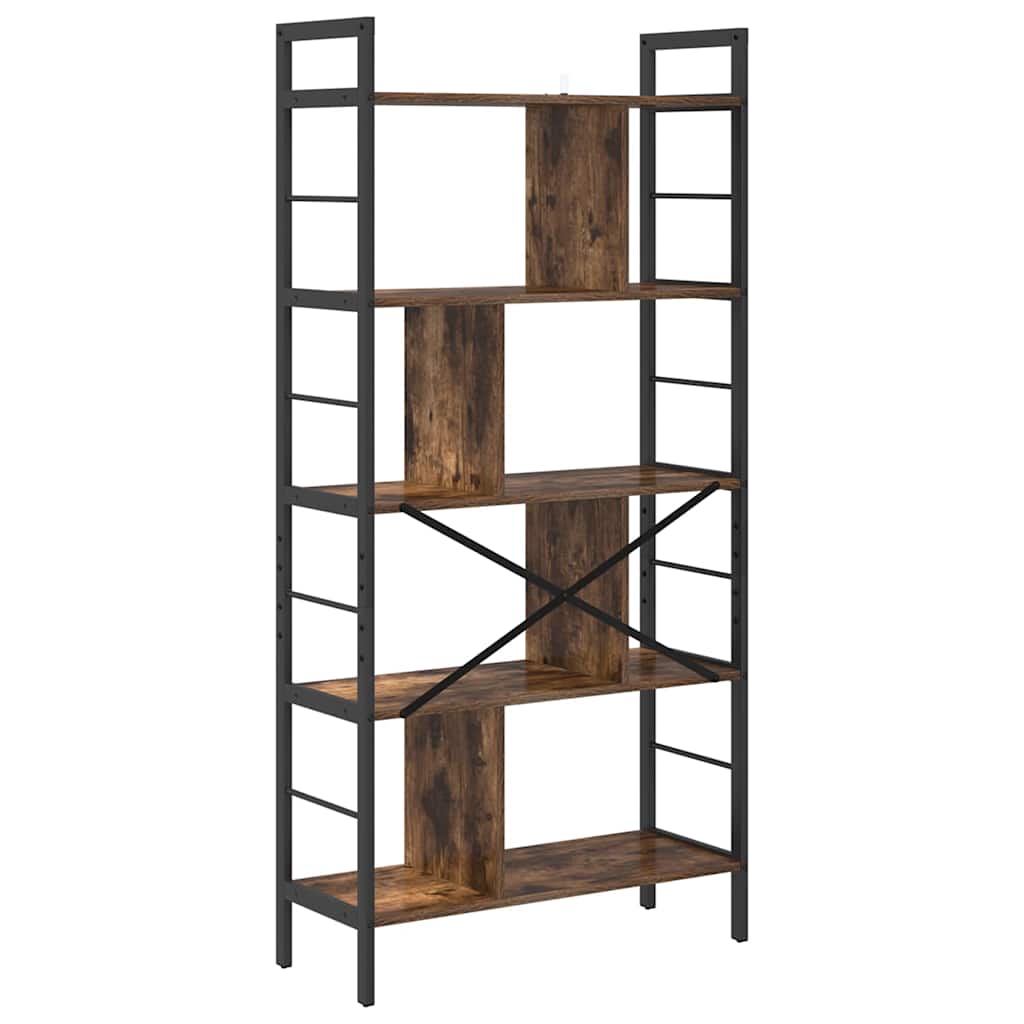 Bogreol 9 niveauer 75 x 30 x 156 cm Konstrueret træ Røget eg