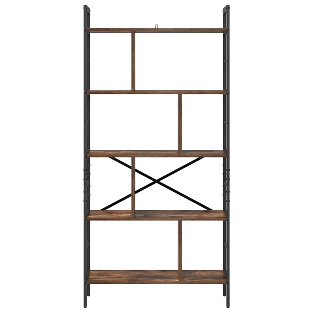 Bogreol 9 niveauer 75 x 30 x 156 cm Konstrueret træ Røget eg