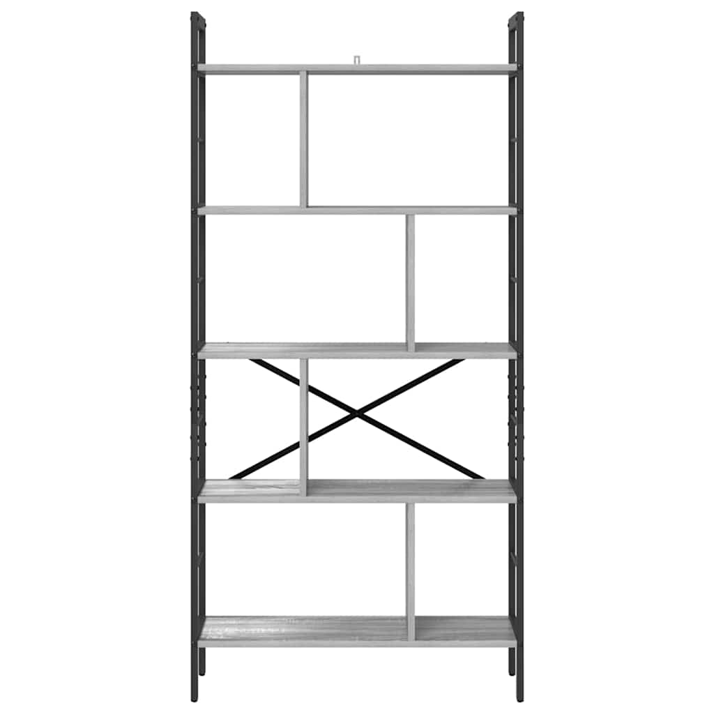 Bogreol 9 niveauer 75 x 30 x 156 cm Konstrueret træ Grå Sonoma
