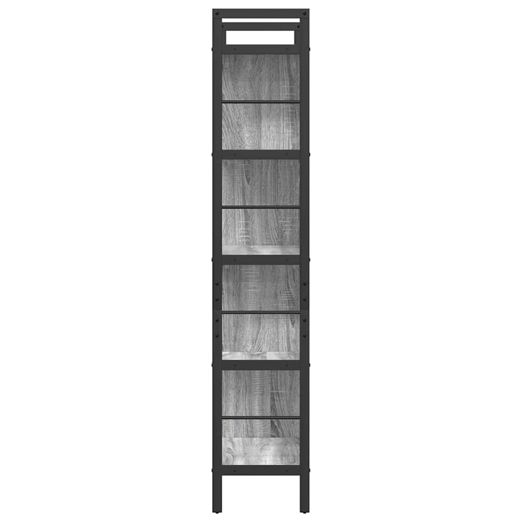 Bogreol 9 niveauer 75 x 30 x 156 cm Konstrueret træ Grå Sonoma