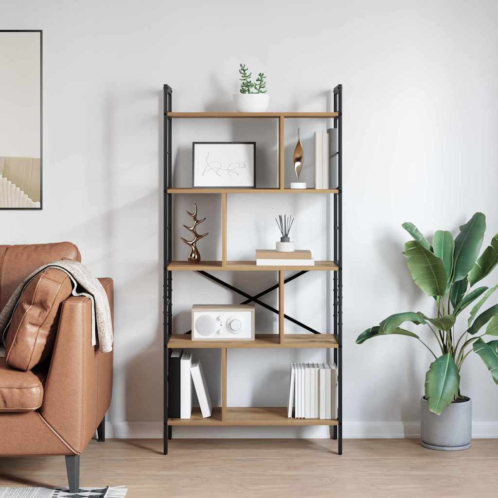 Bogreol 9 niveauer 75 x 30 x 156 cm Konstrueret træ