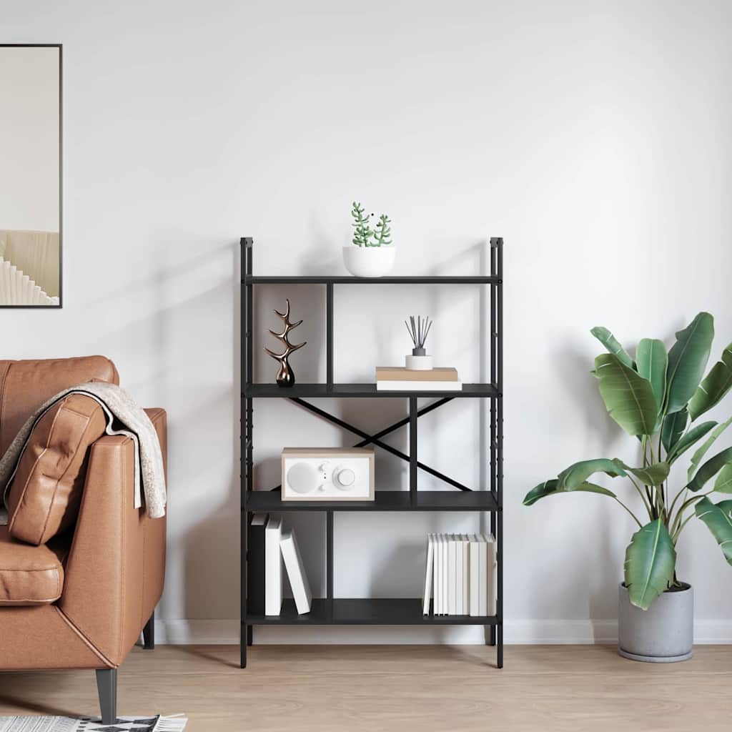 Bogreol 7 niveauer 75 x 30 x 123,5 cm Konstrueret træ Sort eg