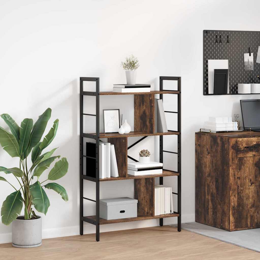 Bogreol 7 niveauer 75 x 30 x 123,5 cm Konstrueret træ Røget eg