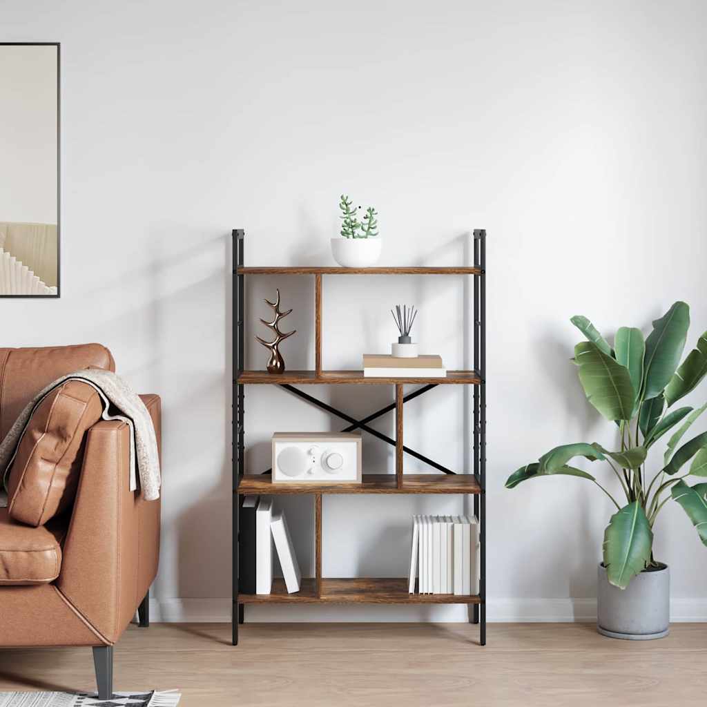 Bogreol 7 niveauer 75 x 30 x 123,5 cm Konstrueret træ Røget eg